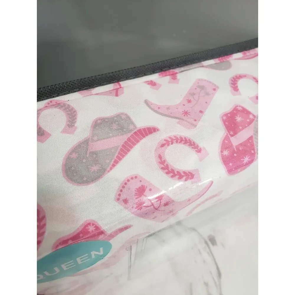 NEW Pink Western Cowboy Boots‎ Cowgirl Hat Horseshoe Equestrian Horse Sheet Set